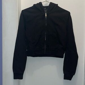 John Galt Cropped Black Zip Up
